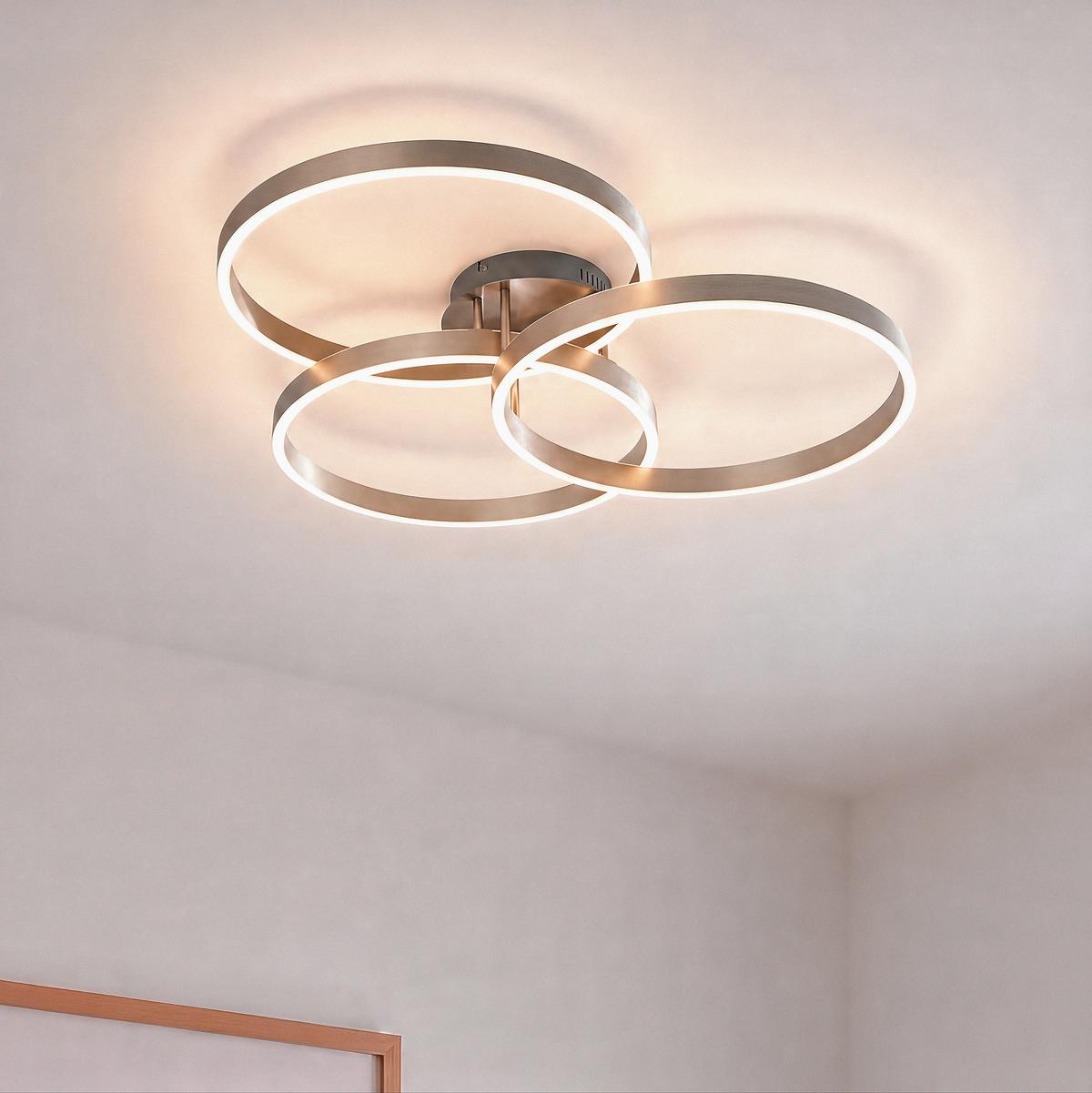 LAMPA SUFITOWA LED 6233-55 PAAN - kolor stalowy, Design, tworzywo sztuczne/metal (75/71,1/15,1cm) - Paul Neuhaus