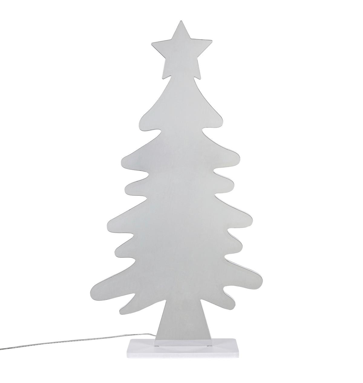 LED-Dekoleuchte Tanne Weiß max. 6 Watt - Chromfarben/Weiß, Design, Kunststoff (31,5/12/60cm) - Mömax