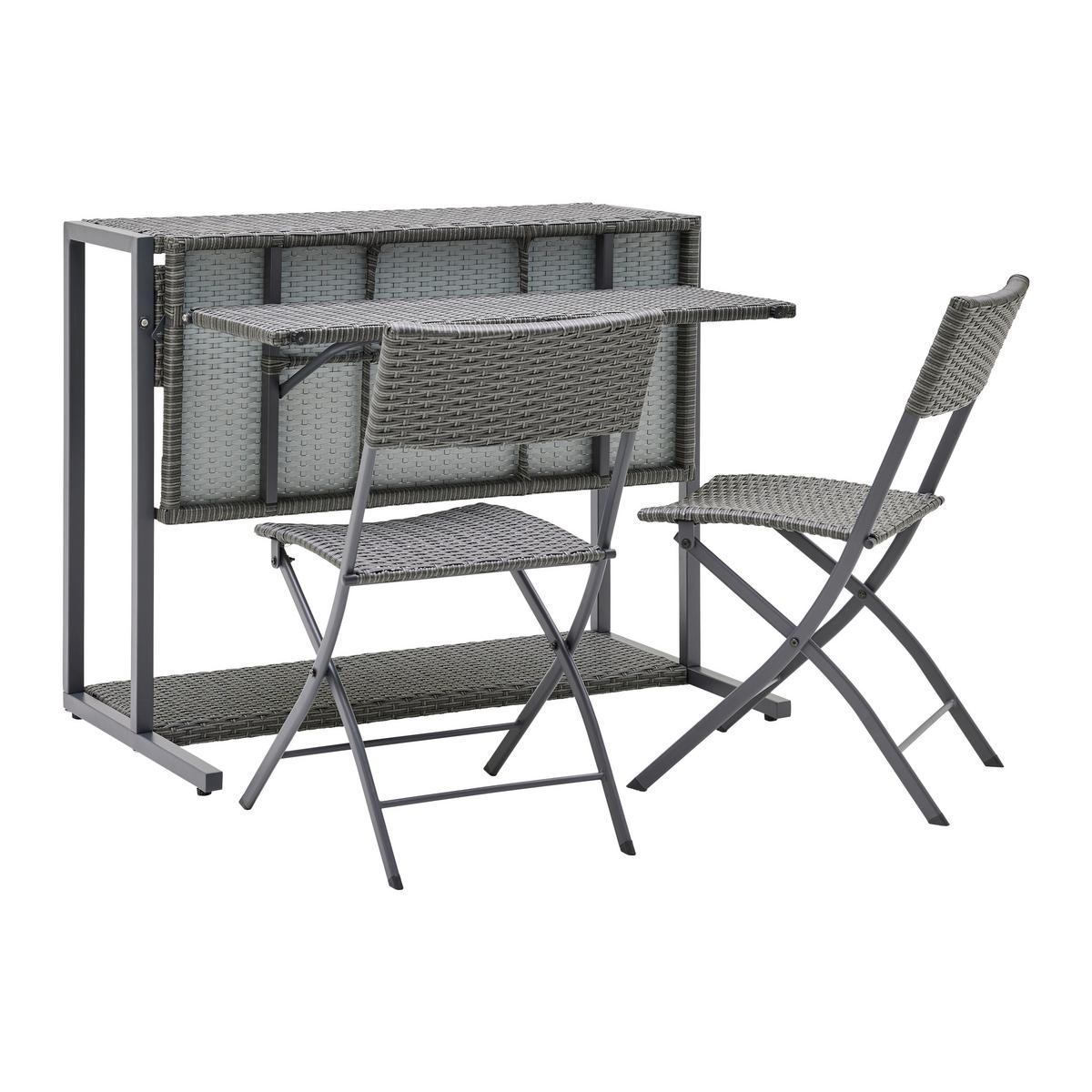 Set balcon Mario - gri deschis/gri, Modern, plastic/metal (110/86,5/80cm) - Bessagi Garden