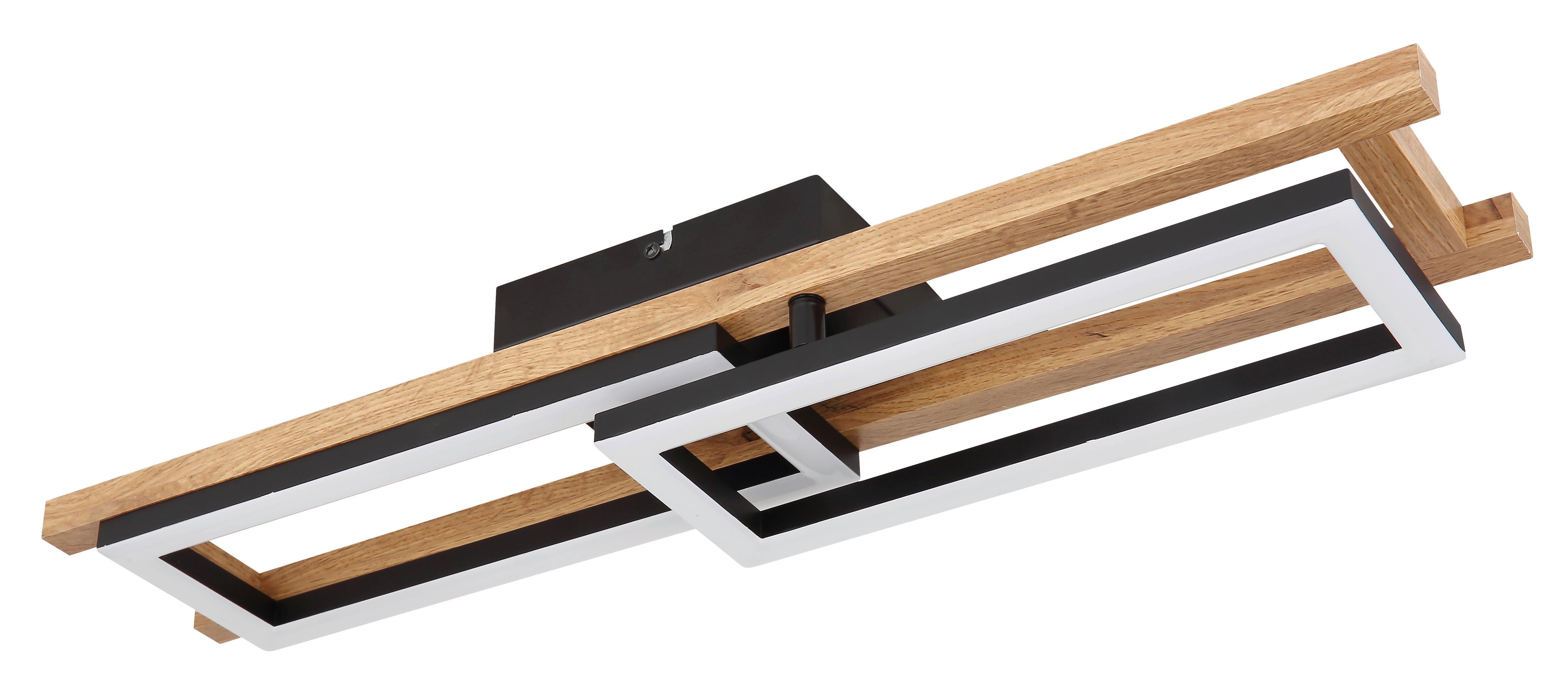 LED-Deckenleuchte Illa in Schwarz/Dunkelbran max.20 Watt - Dunkelbraun/Opal, Natur, Holzwerkstoff/Kunststoff (69/36,5/10,5cm) - Globo