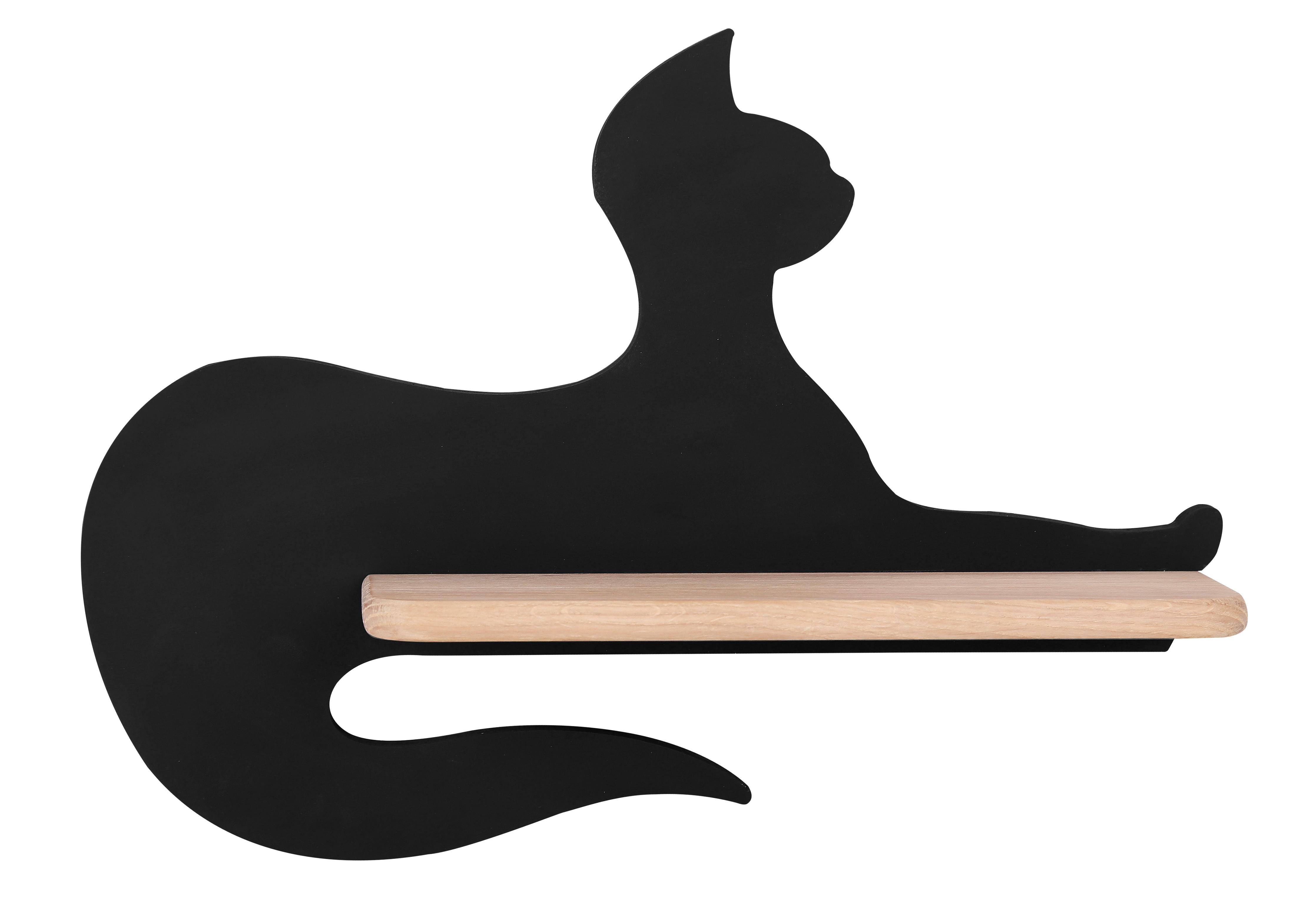 Dječja Zidna Svjetiljka Cat - crna, Basics, drvni materijal/drvo (36/12/26cm)
