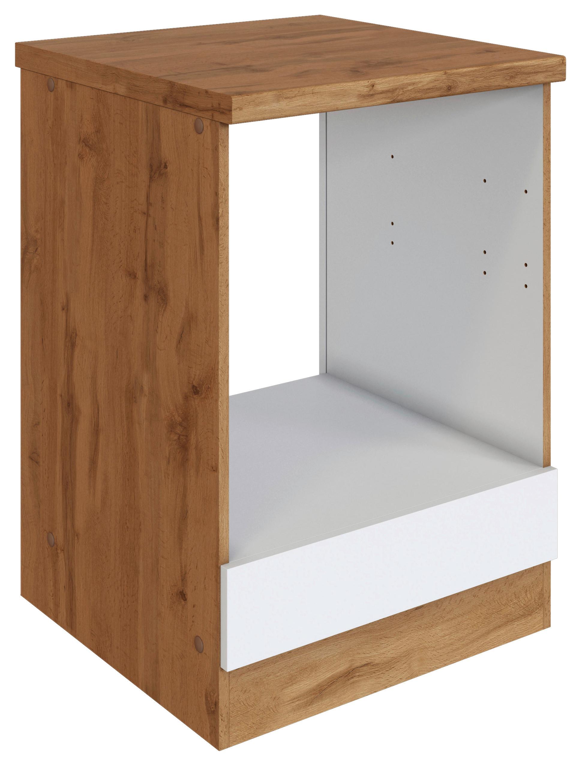 Herdumbauschrank Florenz ca. 60 cm Weiß mit Arbeitsplatte - Eiche Wotan/Weiß, Design, Holzwerkstoff (60/86/60cm) - Held