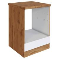 Herdumbauschrank Florenz ca. 60 cm Weiß mit Arbeitsplatte - Eiche Wotan/Weiß, Design, Holzwerkstoff (60/86/60cm) - Held