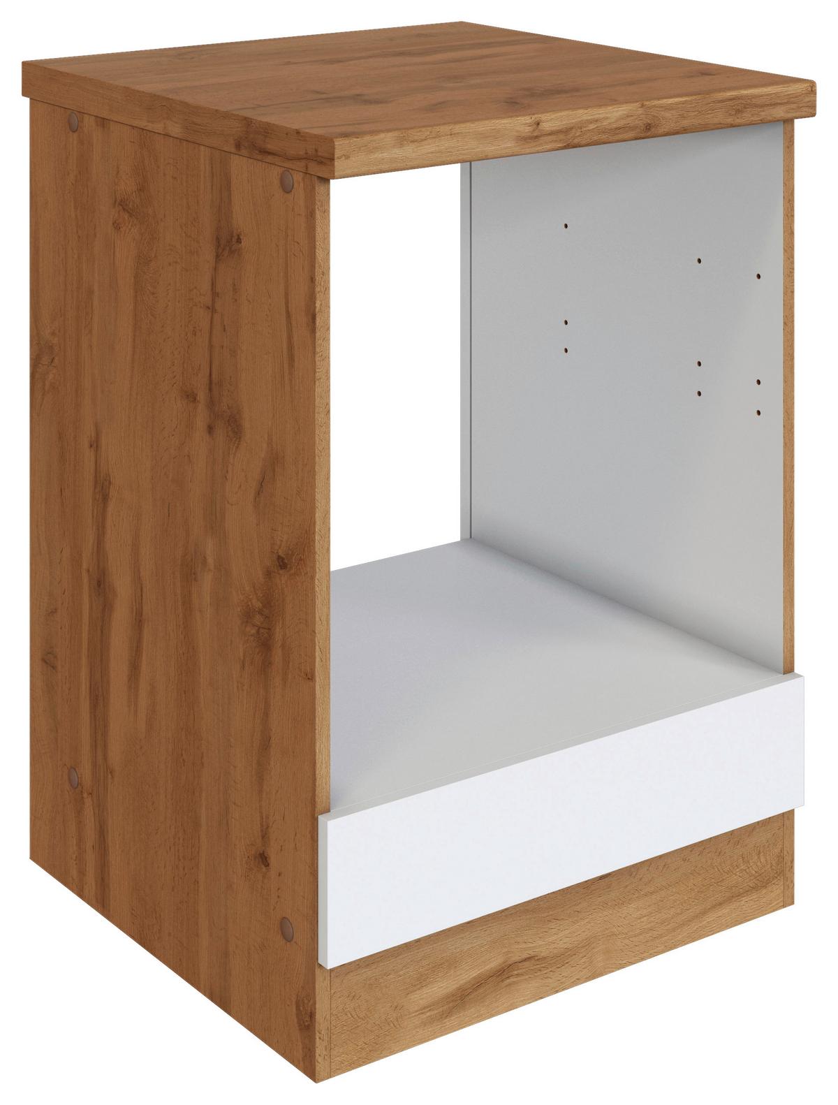 Herdumbauschrank Florenz ca. 60 cm Weiß mit Arbeitsplatte - Eiche Wotan/Weiß, Design, Holzwerkstoff (60/86/60cm) - Held