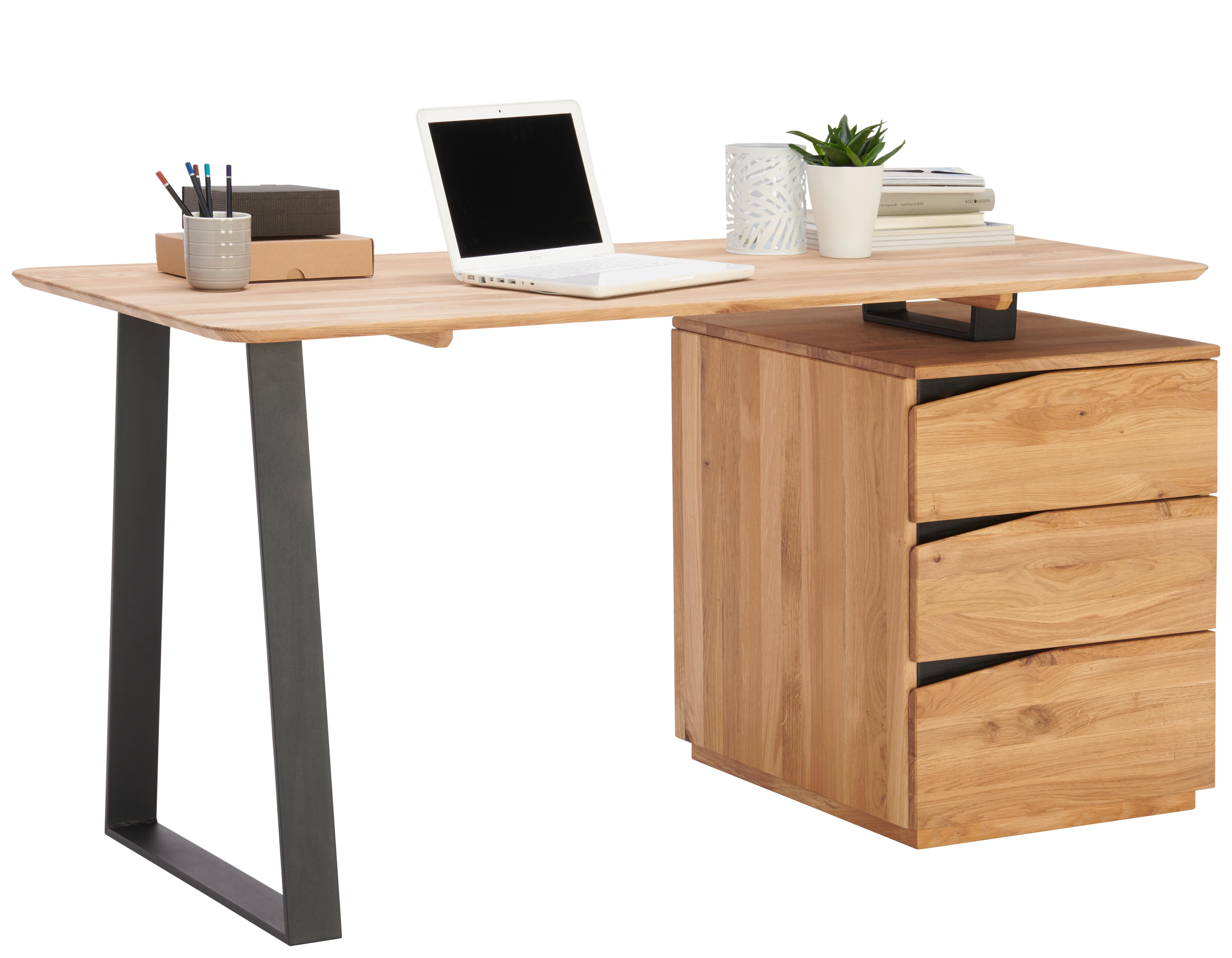 BIURKO LYNX -LINEA NATURA- - dąb dziki/czarny, Natur, metal/drewno (140/65/75cm) - Linea Natura