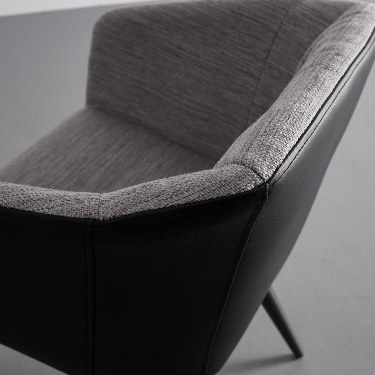 KRZESŁO Z PODŁOKIETNIKAMI BIANCO - czarny/szary, Modern, skóra/metal (55,5/75,5/58cm) - Bessagi Home