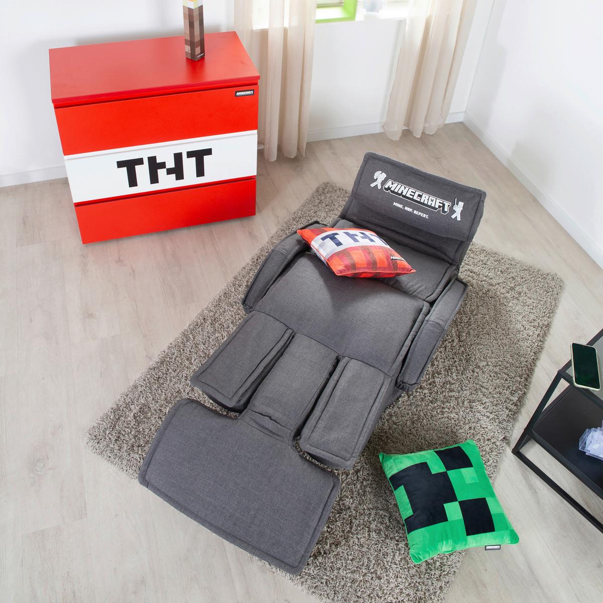 Loungesessel Minecraft ca. 62x80x60 cm Grau - Grau, MODERN, Textil/Metall (62/80/60cm) - Minecraft