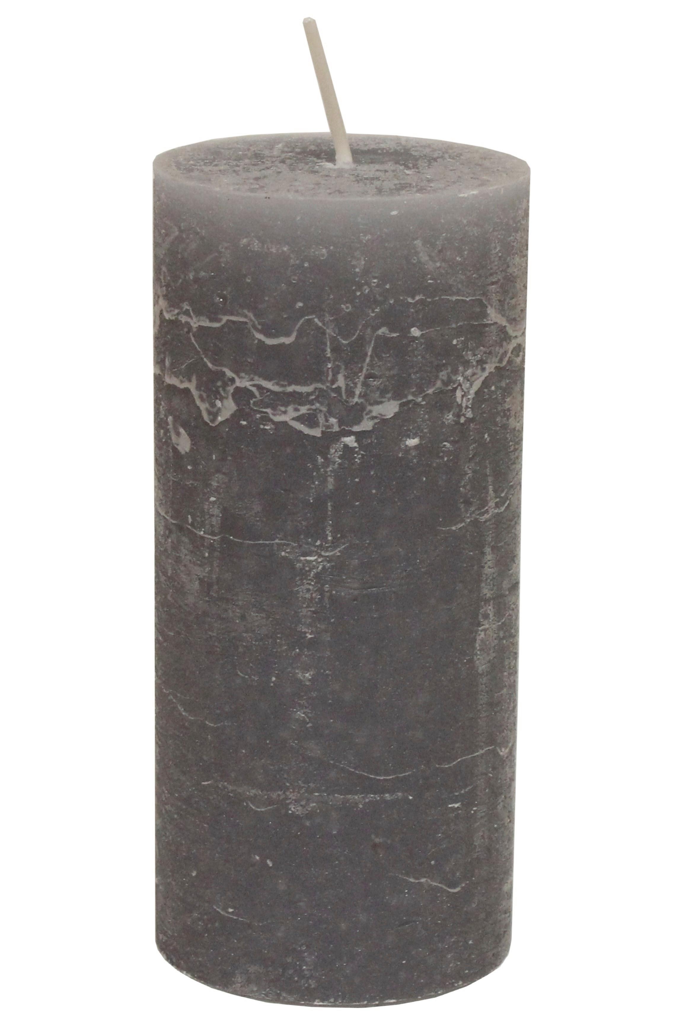 Stumpenkerze Lia in Grau - Grau, MODERN (6,8/15cm) - Premium Living