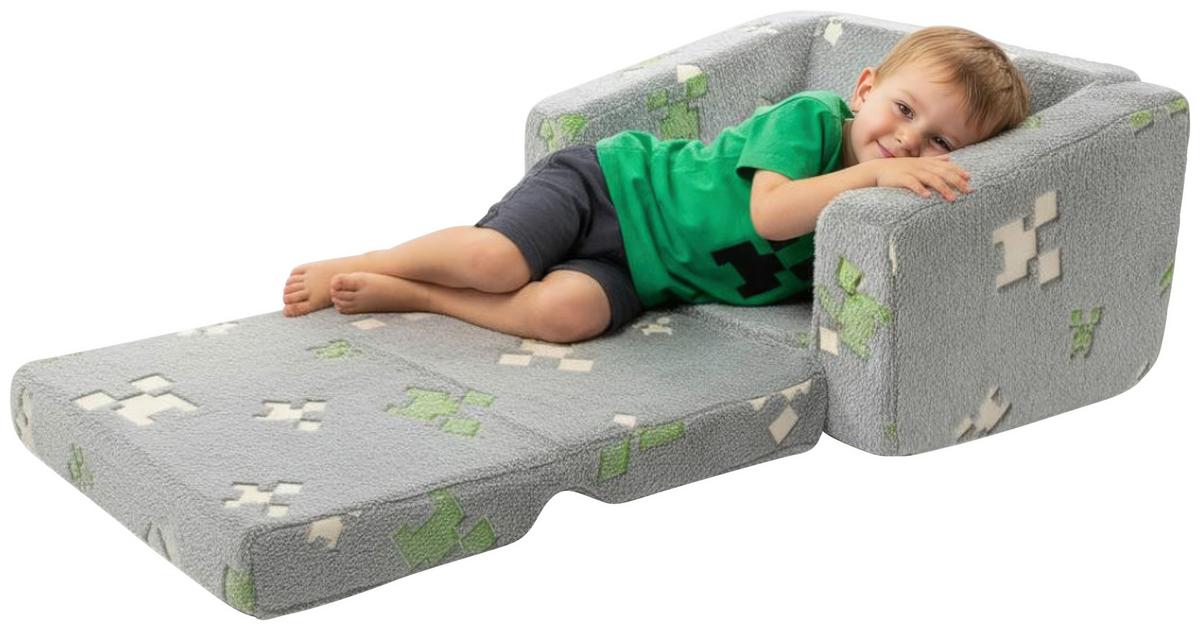 SOFA DZIECIĘCA/MŁODZIEŻOWA MINECRAFT - szary, Trend, tkanina (105/58/41cm) - Minecraft