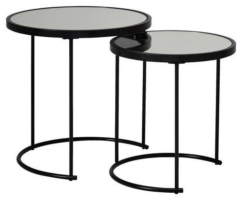 Satztisch "WL5.985", 2-er Set, schwarz - Schwarz, Design, Glas/Metall (50/50/50,5cm) - MID.YOU