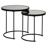 Satztisch "WL5.985", 2-er Set, schwarz - Schwarz, Design, Glas/Metall (50/50/50,5cm) - MID.YOU