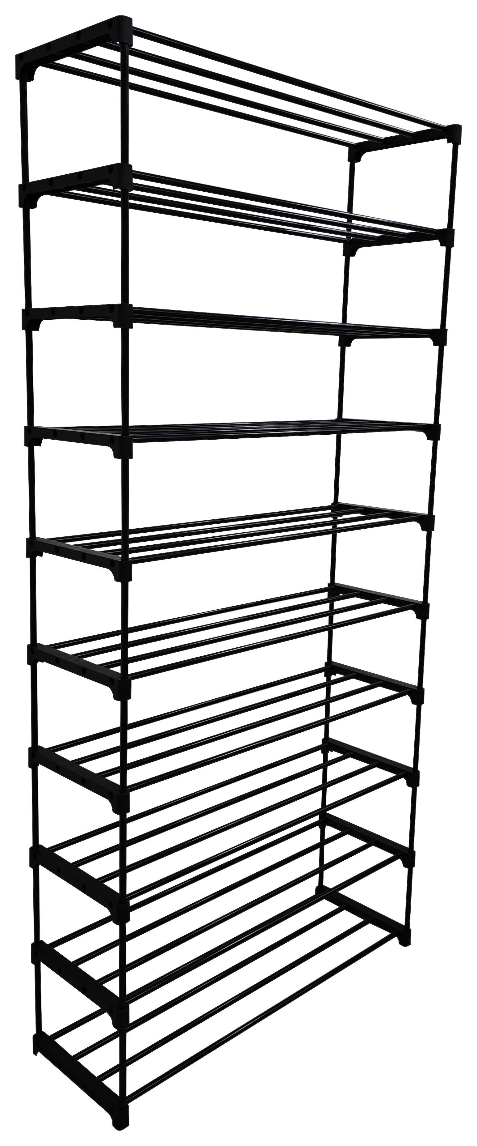 Etajeră încălțăminte GRANDO - negru, Konventionell, plastic/metal (94/194/30cm) - Based