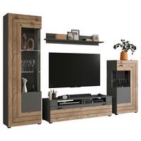 Dnevni Regal Freno, Barva Hrasta, Siva - Konvencionalno, kovina/steklo (290/195/40cm) - MID.YOU