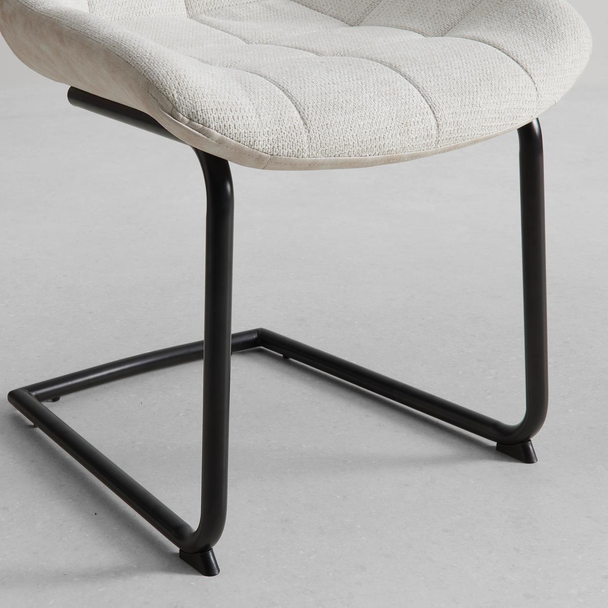 Schwingstuhl Marilea Creme Lederlook/Webstoff Gepolstert - Creme/Schwarz, MODERN, Holz/Textil (53/86/61cm) - Bessagi Home