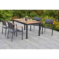 Gartentischgruppe Astros 5-tlg. Graphitfarben - Graphitfarben/Naturfarben, KONVENTIONELL, Kunststoff/Metall - Gardenson