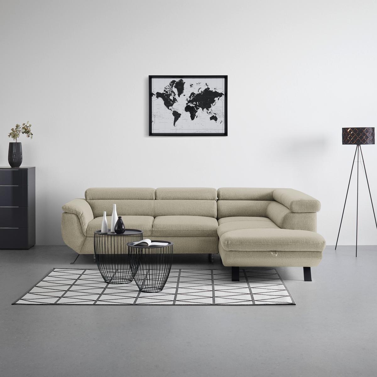 Kutna Garnitura Raven - crna/sivo-bež, Moderno, tekstil/metal (257/198cm) - Modern Living