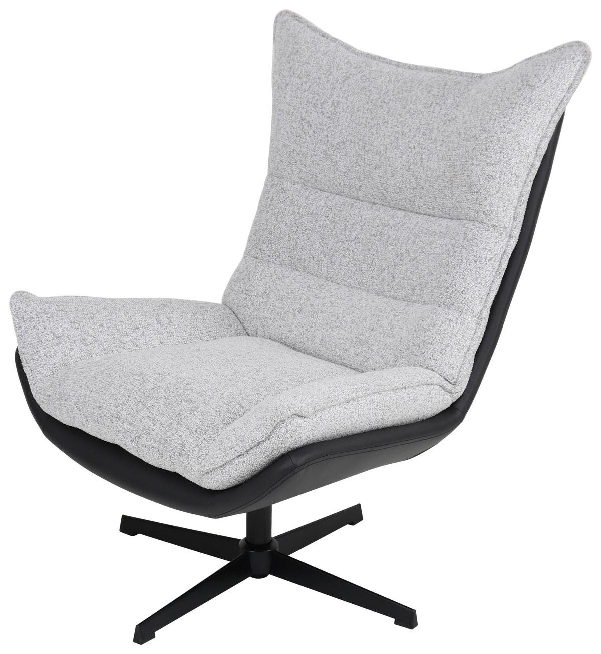 Fotel Audrey - krémszínű/fekete, Modern, textil/fa (82/104/89cm) - Mömax