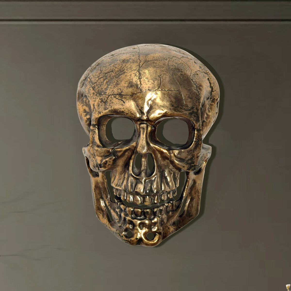Stenska Dekoracija Skull - zlate barve, Design, kovina (30/41/15,5cm) - Livetastic