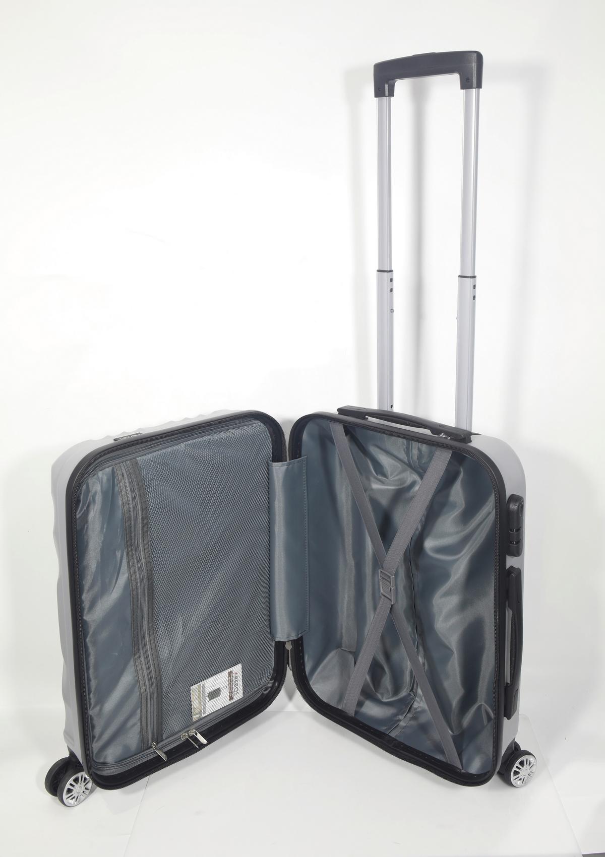 ZESTAW WALIZEK PODRÓŻNYCH CHICAGO - kolor srebrny, Trend, tworzywo sztuczne/metal - Novel