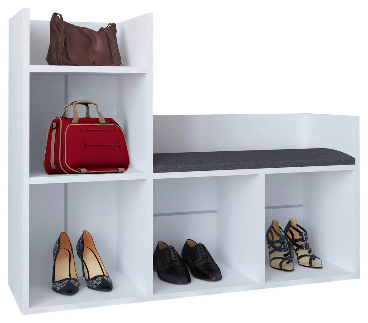 SCHUHBANK LELUS - Weiss, Design, Holzwerkstoff/Kunststoff (108/88/34cm) - MID.YOU