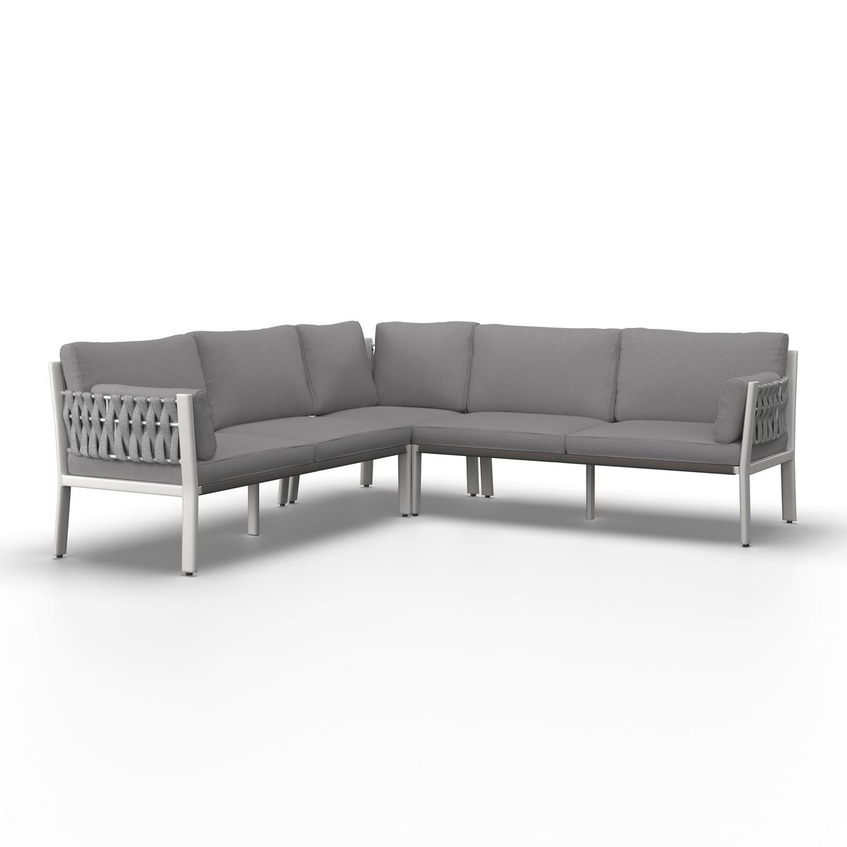 DINING-LOUNGESET ELISA - Weiss/Dunkelgrau, Modern, Kunststoff/Textil (238/74/75cm) - Bessagi Garden