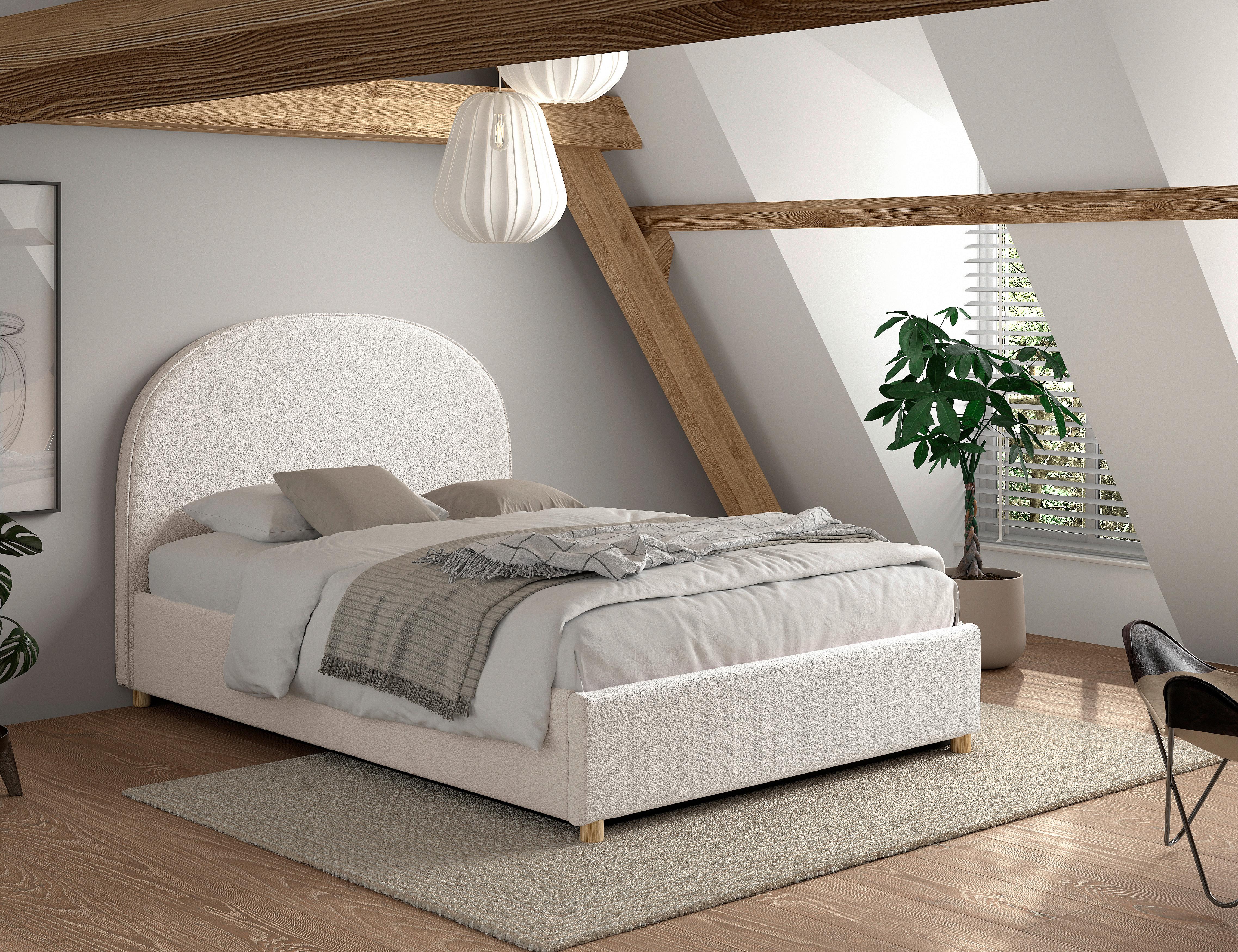 Kinder-/Juniorbett Moon Weiß ca. 140x200 cm Bouclé - Naturfarben/Weiß, ROMANTIK / LANDHAUS, Holz/Textil (140/200cm) - Vipack
