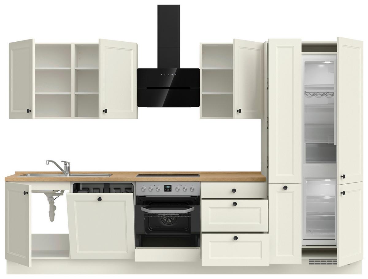 Küchenblock Cascada High m. Geräten Weiß - Eichefarben/Schwarz, MODERN, Holzwerkstoff/Metall (330cm) - Nobilia