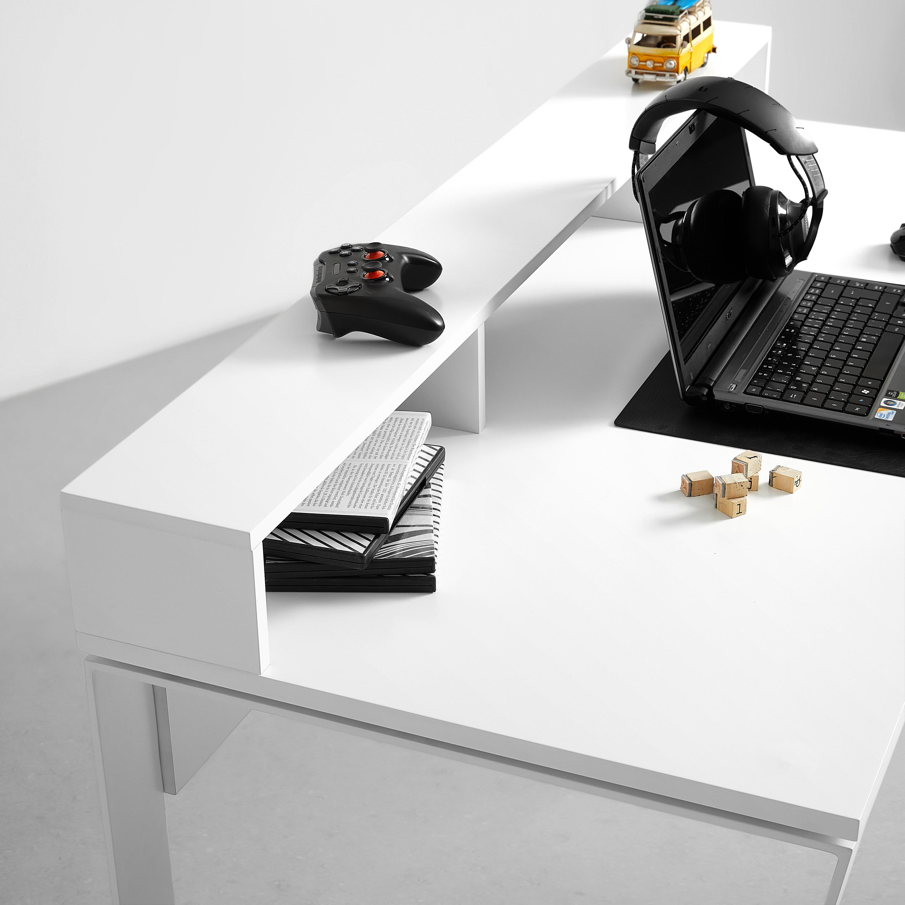 GAMINGBORD CHECK -EXKLUSIV- - vit, Modern, metall/trämaterial (140/85/60cm) - Mömax