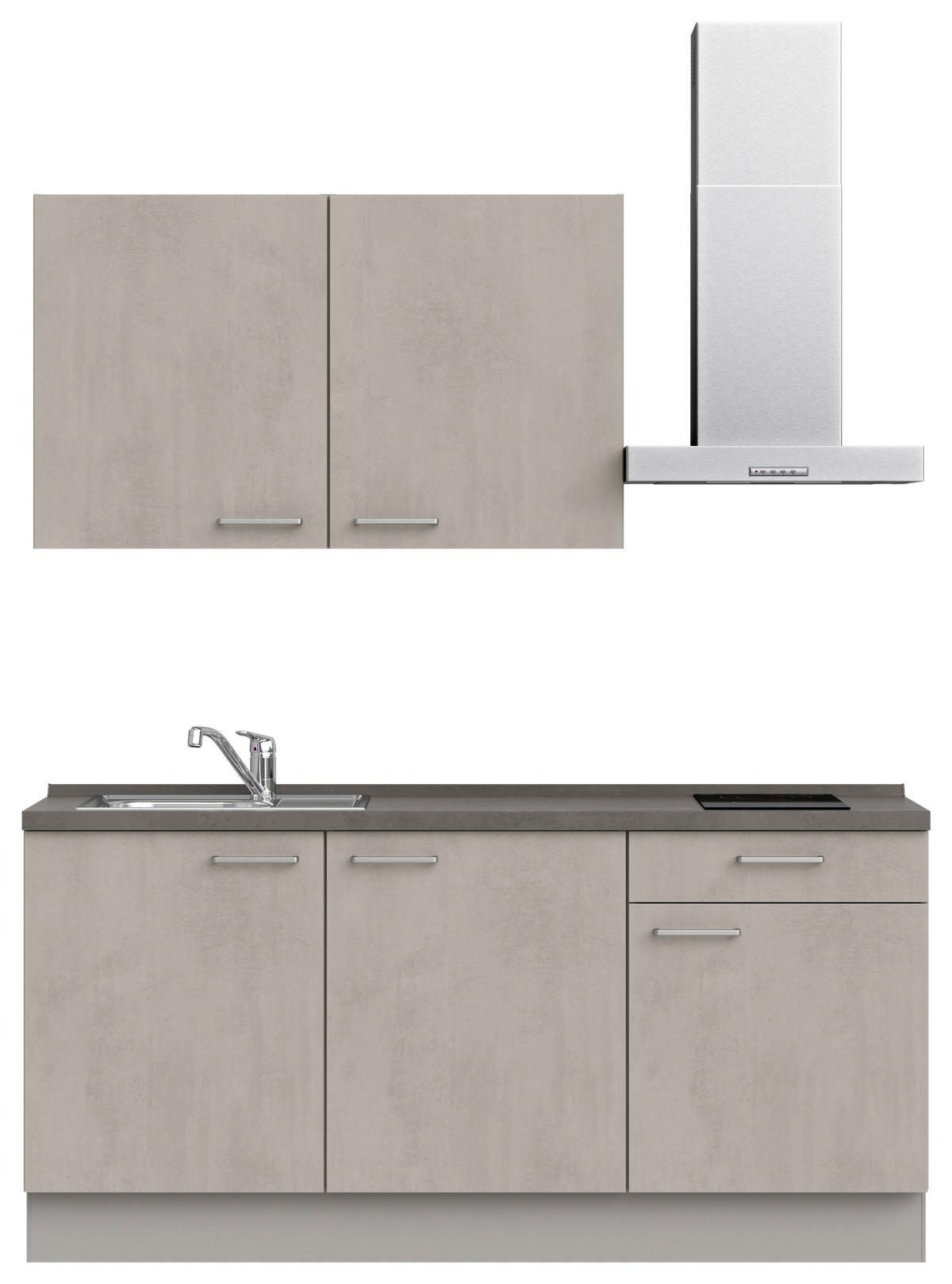 Küchenblock Riva Low m. Geräten Grau - Schieferfarben/Edelstahlfarben, MODERN, Holzwerkstoff/Metall (180cm) - Nobilia