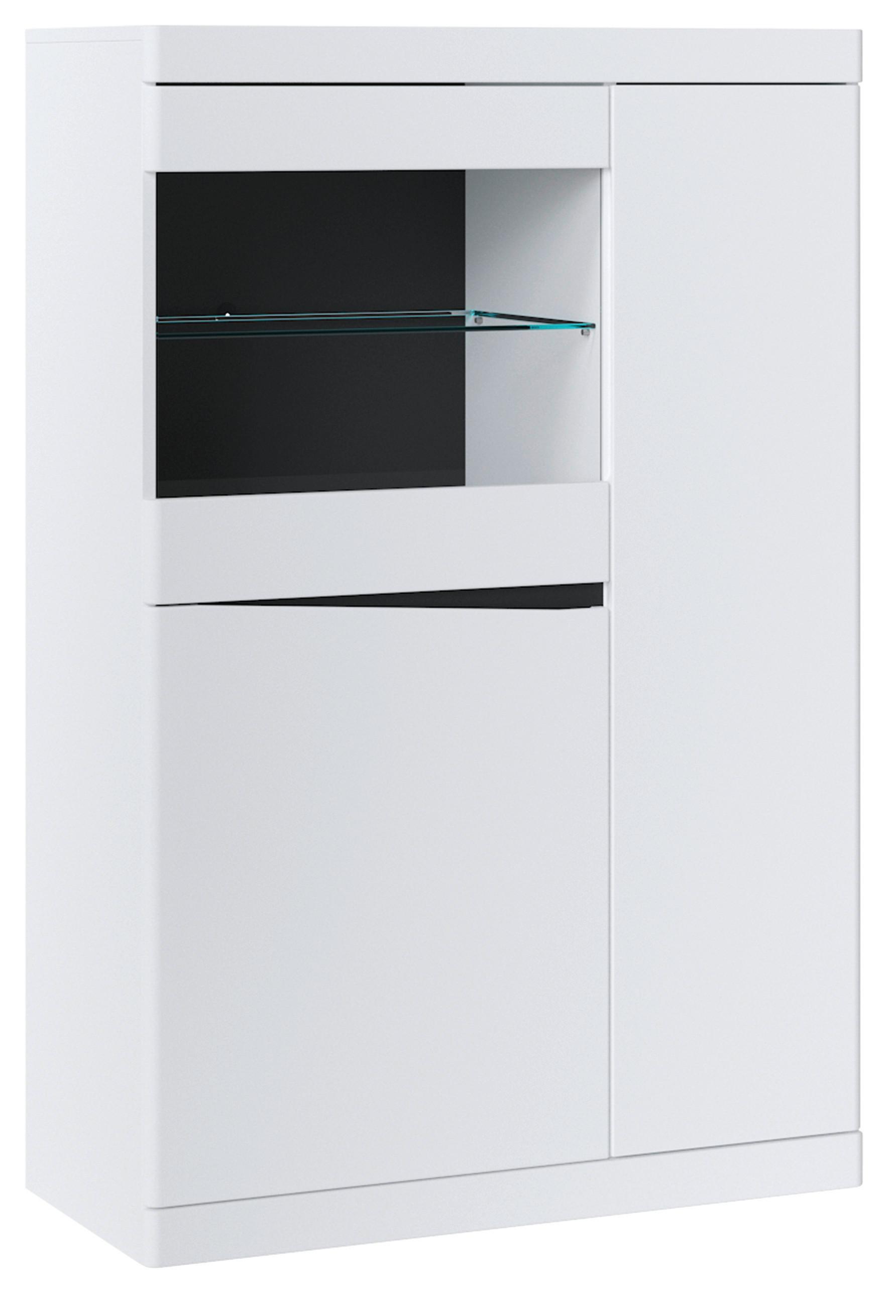 VITRINĂ TURINO NEO - alb/grafit, Trend, sticlă/material pe bază de lemn (86/130,8/39,9cm) - Modern Living