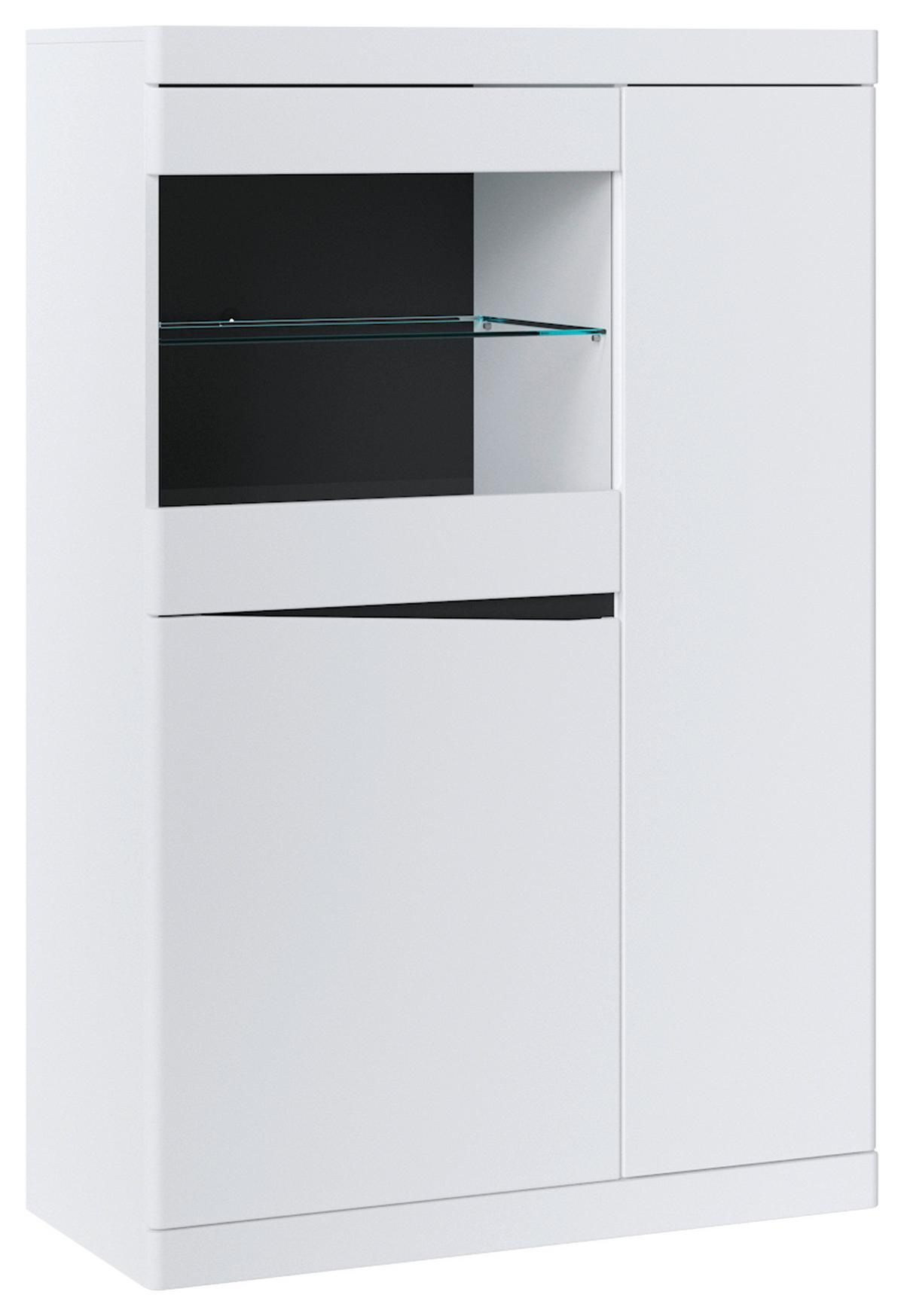 VITRINĂ TURINO NEO - alb/grafit, Trend, sticlă/material pe bază de lemn (86/130,8/39,9cm) - Modern Living