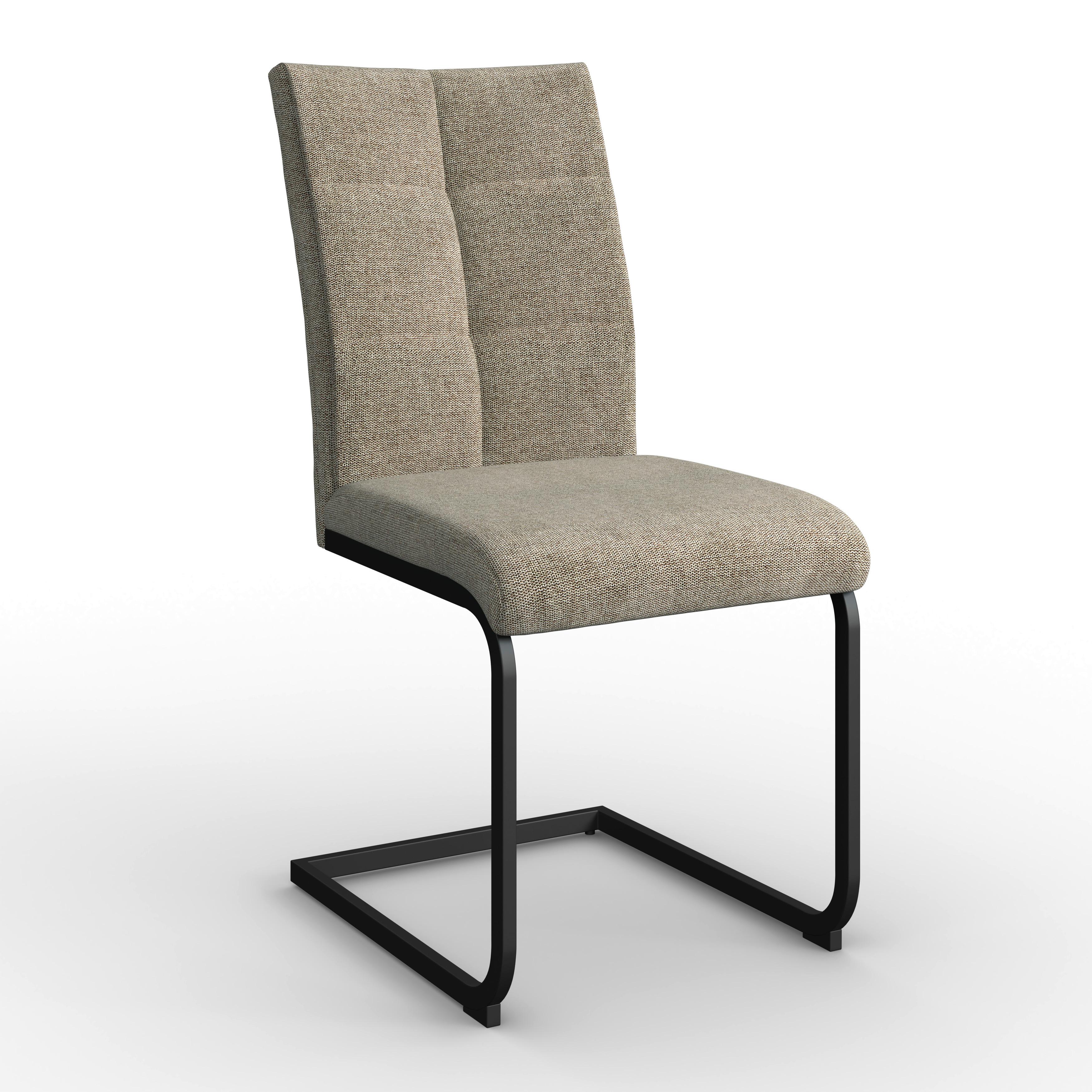 Schwingstuhl Colien Braun Webstoff Gepolstert - Schwarz/Braun, MODERN, Holz/Textil (46/94/62cm) - Bessagi Home