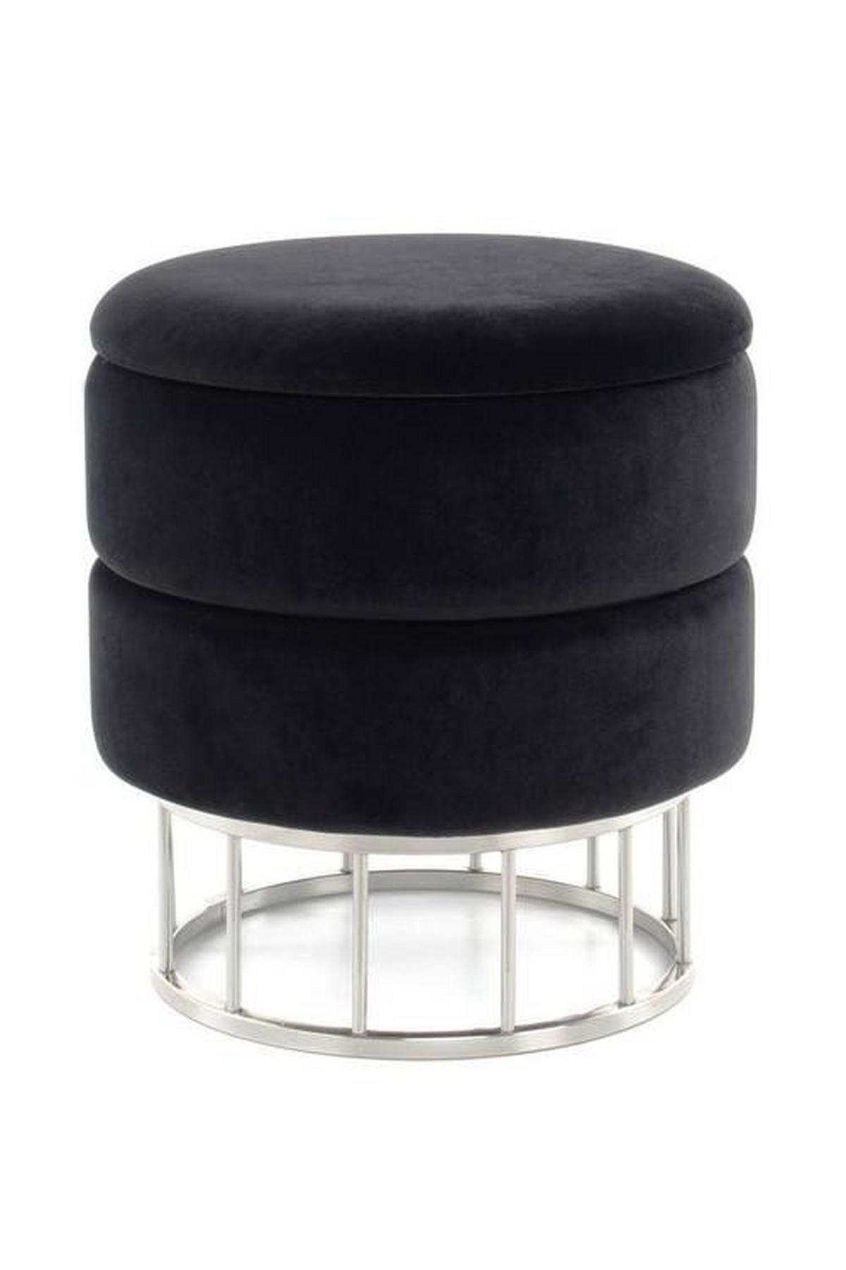 HOCKER Hocker rund in Schwarz - Silberfarben/Schwarz, Basics, Holzwerkstoff/Kunststoff (37,5/41/37,5cm) - Kayoom