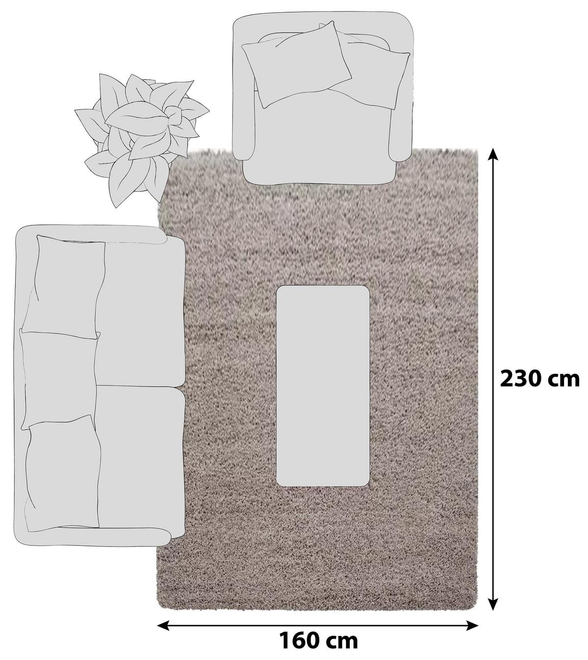 Hochflorteppich Dream Beige ca. 160x230cm - Beige, KONVENTIONELL, Textil (160/230cm) - Novel