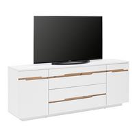Élément TV Dallas Weiss/Eiche Artisan - chêne artisan/noir, Modern, matériau de bois (190/73/44cm) - Premium Living