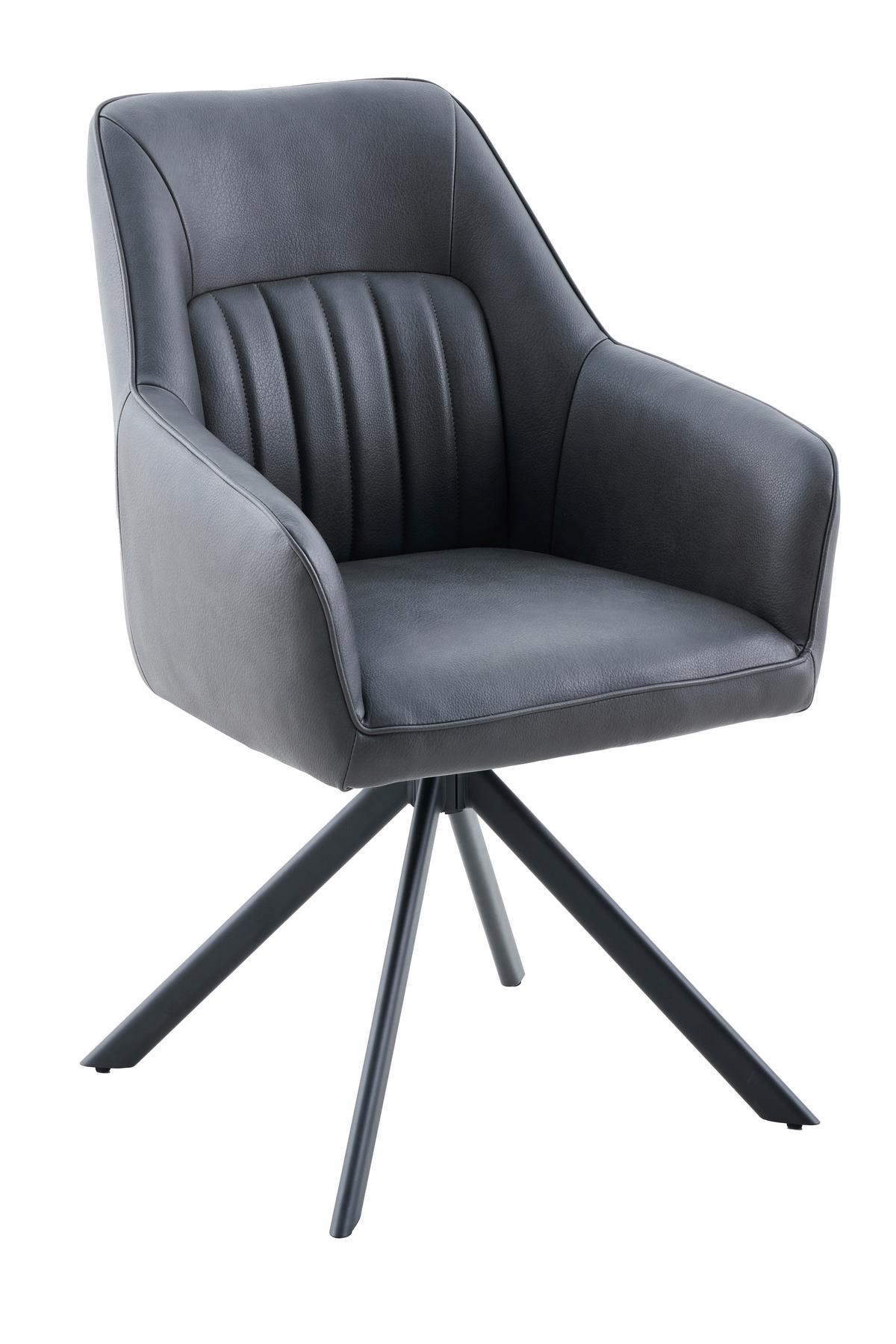 ARMLEHNSTUHL-SET POLINA S 2ER-SET - Anthrazit/Schwarz, MODERN, Textil/Metall (62/92/67cm) - MID.YOU