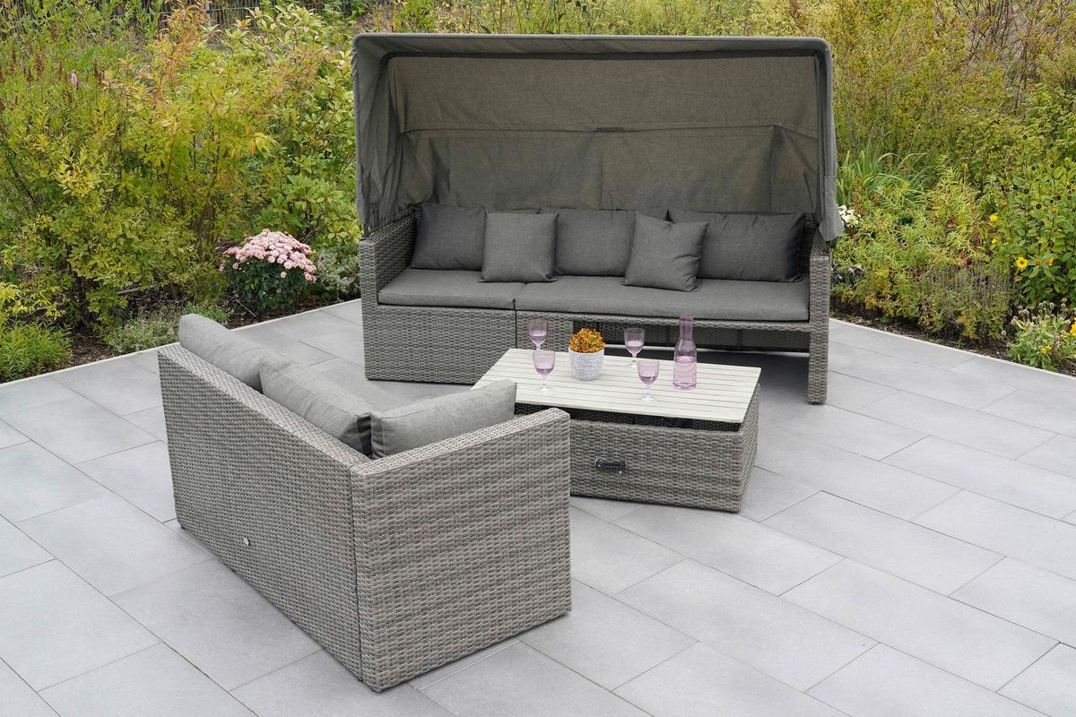 Lounge Garnitura San Marco, Blazine - siva/svetlo siva, Konvencionalno, kovina/umetna masa (250/150/168cm) - Gardenson
