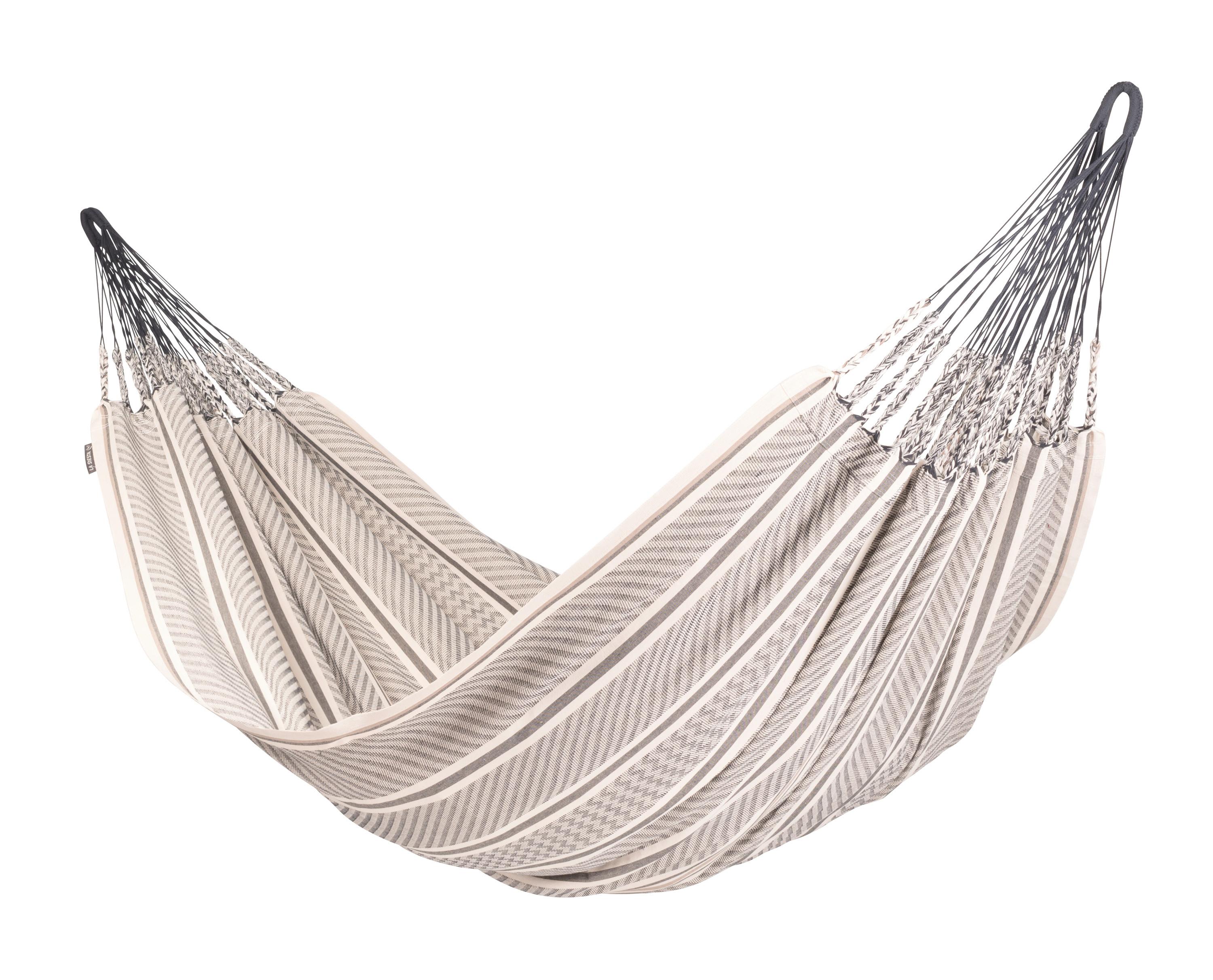 Hängematte Kingsize Hammock Grau/Weiß - Dunkelgrau/Hellgrau, KONVENTIONELL, Textil (180/400cm) - La Siesta