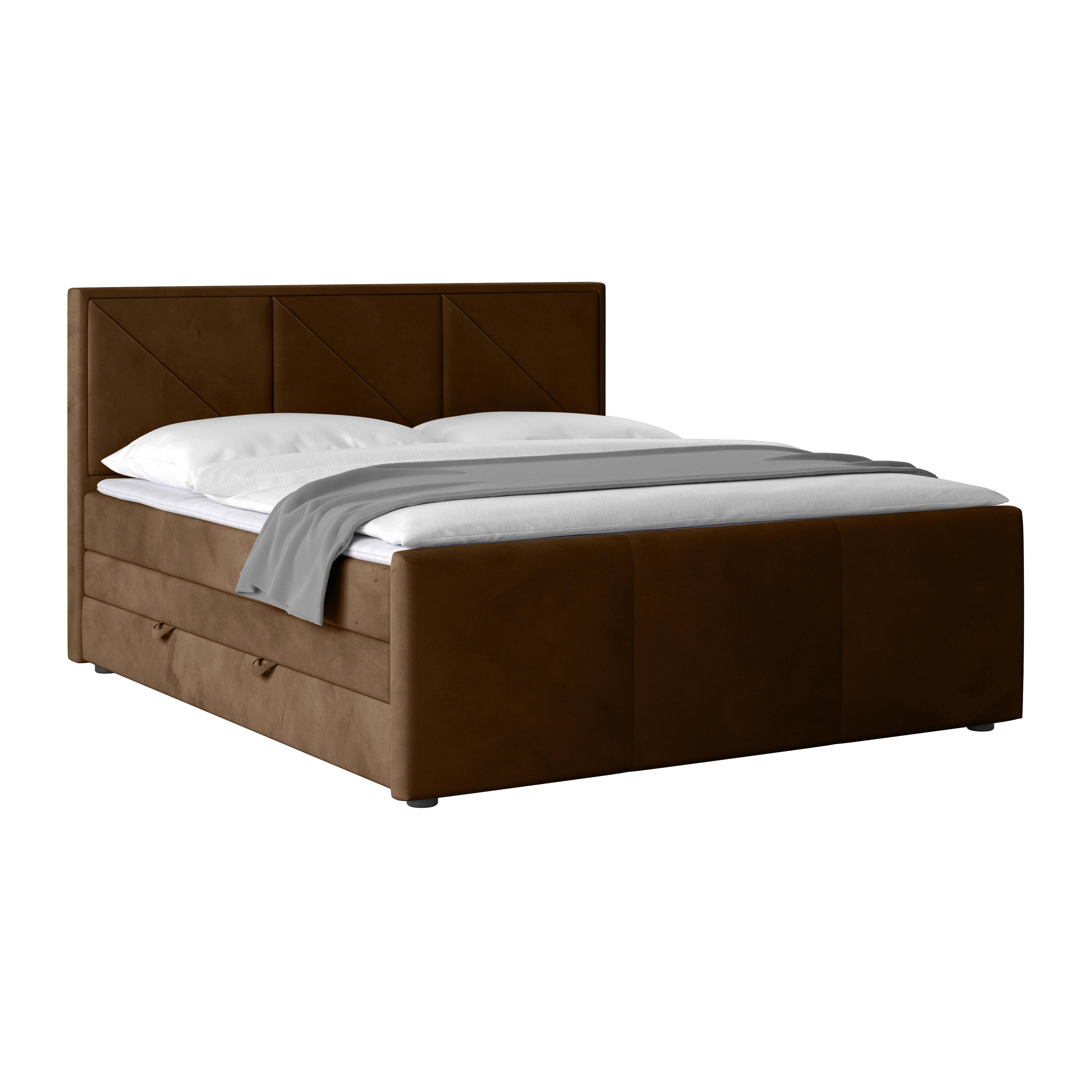 Boxspringbett Bologna ca. 180x200 cm Braun - Schwarz/Braun, MODERN, Karton/Holzwerkstoff (180/200cm) - MID.YOU