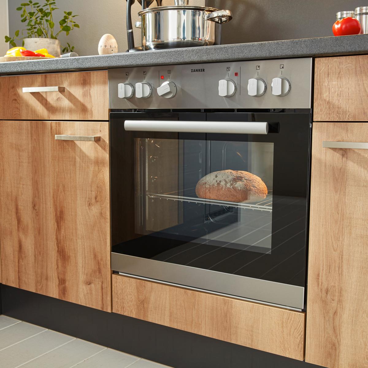 Eckküche inkl. 4 E-Geräte PN100/80 - Eichefarben/Dunkelgrau, MODERN, Holzwerkstoff (265/215cm) - Pino