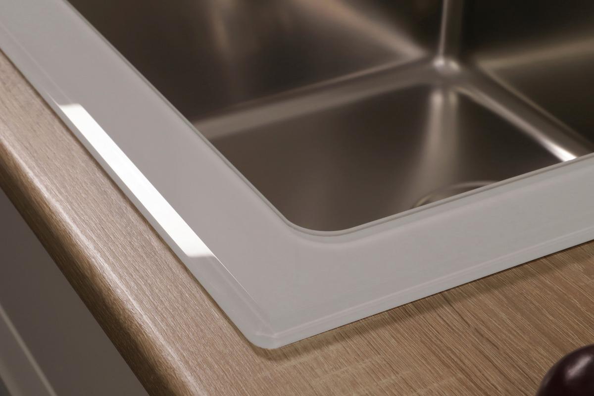 Glas Einzelbecken Newyork ca. 55x21x53 cm Weiß - Weiß, Trend, Glas/Metall (55/21/53cm) - Respekta