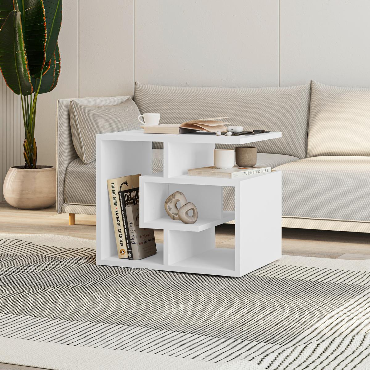 Couchtisch Labirent ca. 54x45x40 cm Weiß - Weiß, Design, Holzwerkstoff (54/45/40cm) - Livetastic
