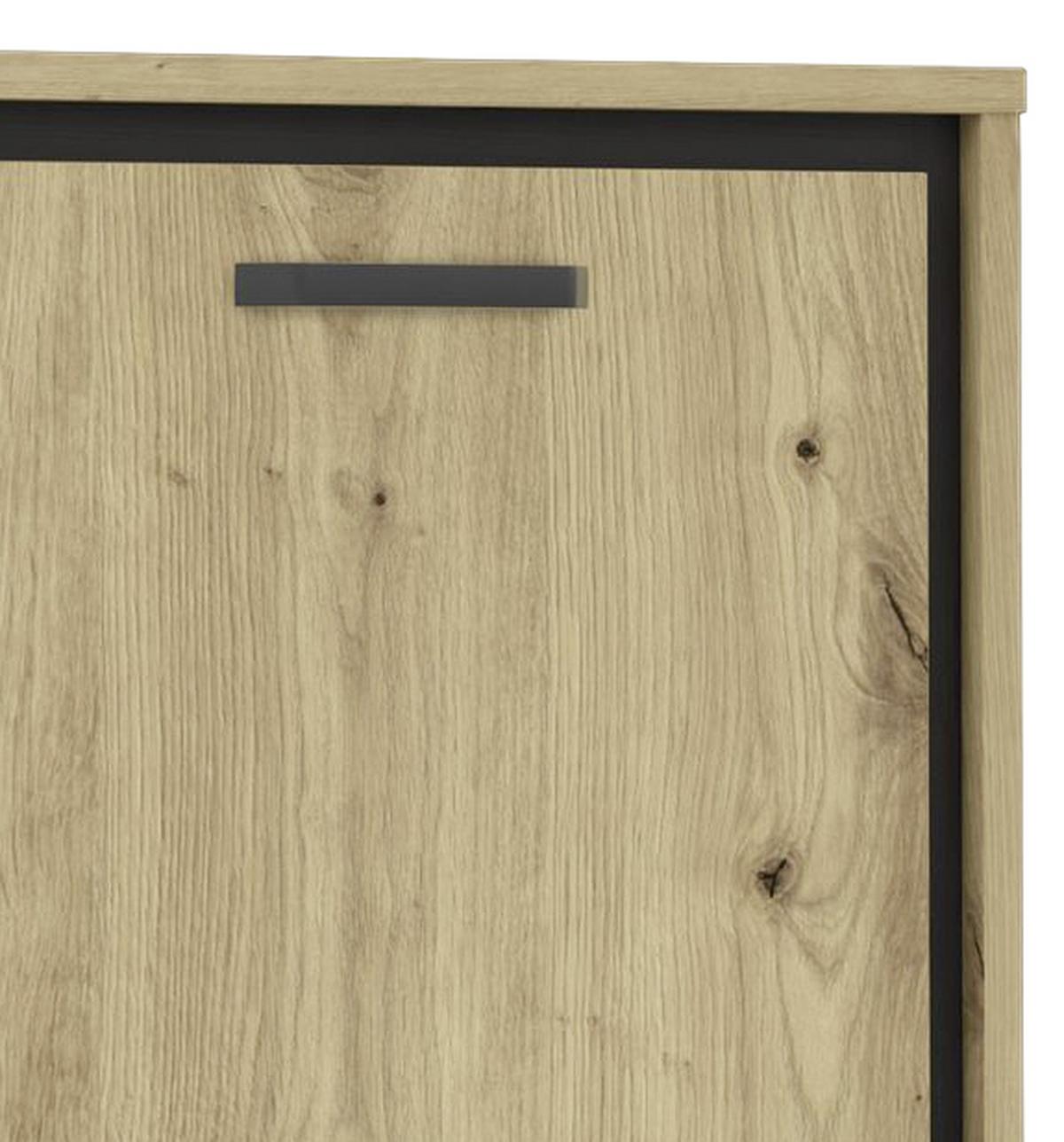 Sideboard "Trondheim" , Schwarz, Eiche - Eichefarben/Schwarz, Basics, Glas/Holzwerkstoff (177,4/81,3/41,5cm) - Livetastic