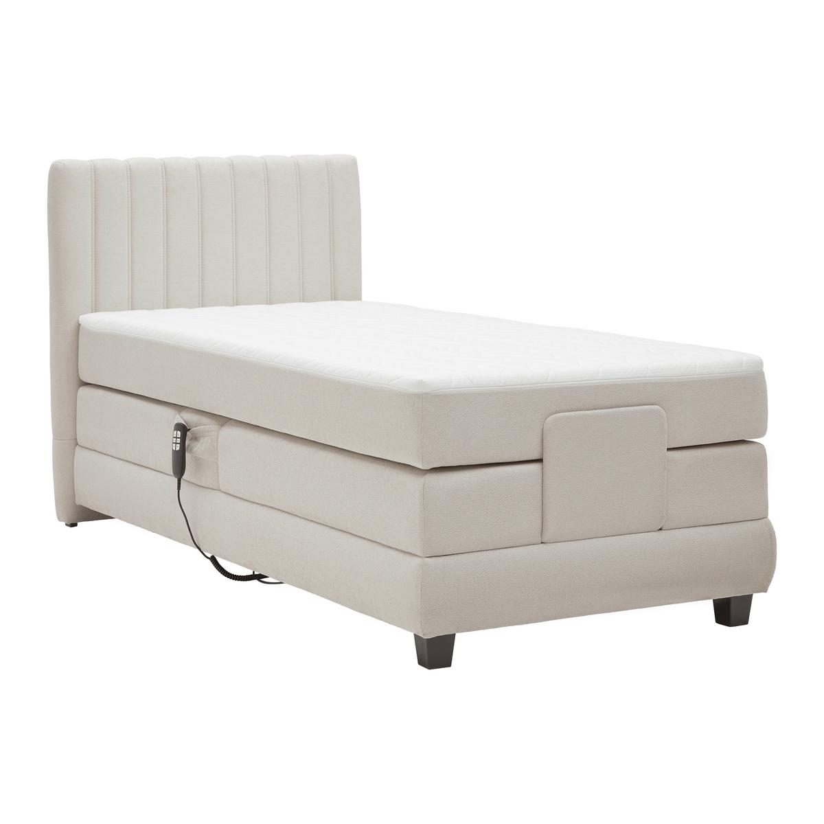Boxspringbett Dixon Beige ca. 90x200cm - Beige/Schwarz, KONVENTIONELL, Holz/Holzwerkstoff (90/200cm) - Premium Living