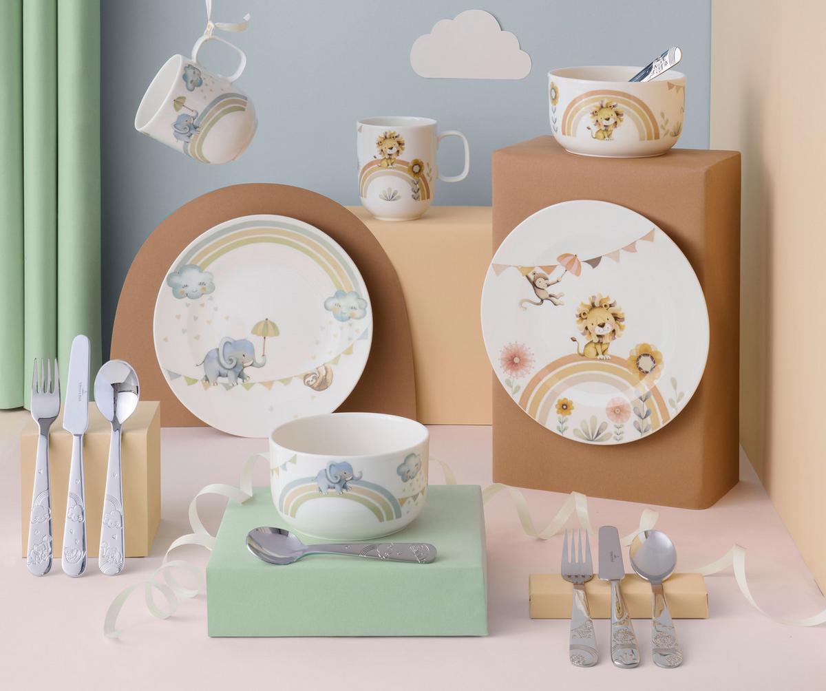 ZESTAW NACZYŃ DLA DZIECI WALK ELEPHANT VILLEROY&BOCH - różnokolorowy, Basics, ceramika (26,5/13,5/24cm) - Villeroy & Boch