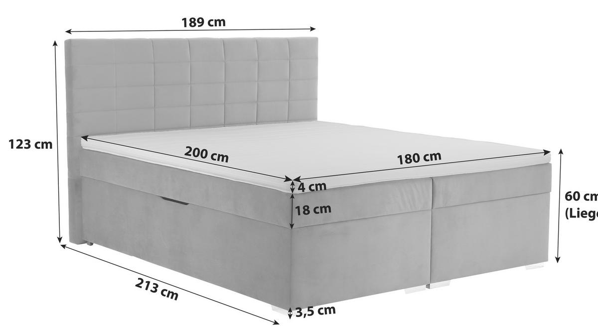 Tapecirani Krevet Adria - boje grafita/boje kroma, Konvencionalno, tekstil/drvo (180/200cm)