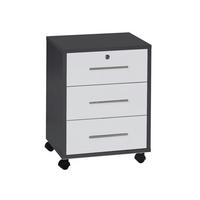 ROLLCONTAINER OFFICE EDITION - Weiß Hochglanz/Anthrazit, LIFESTYLE, Holzwerkstoff/Metall (44/58/40cm) - MID.YOU