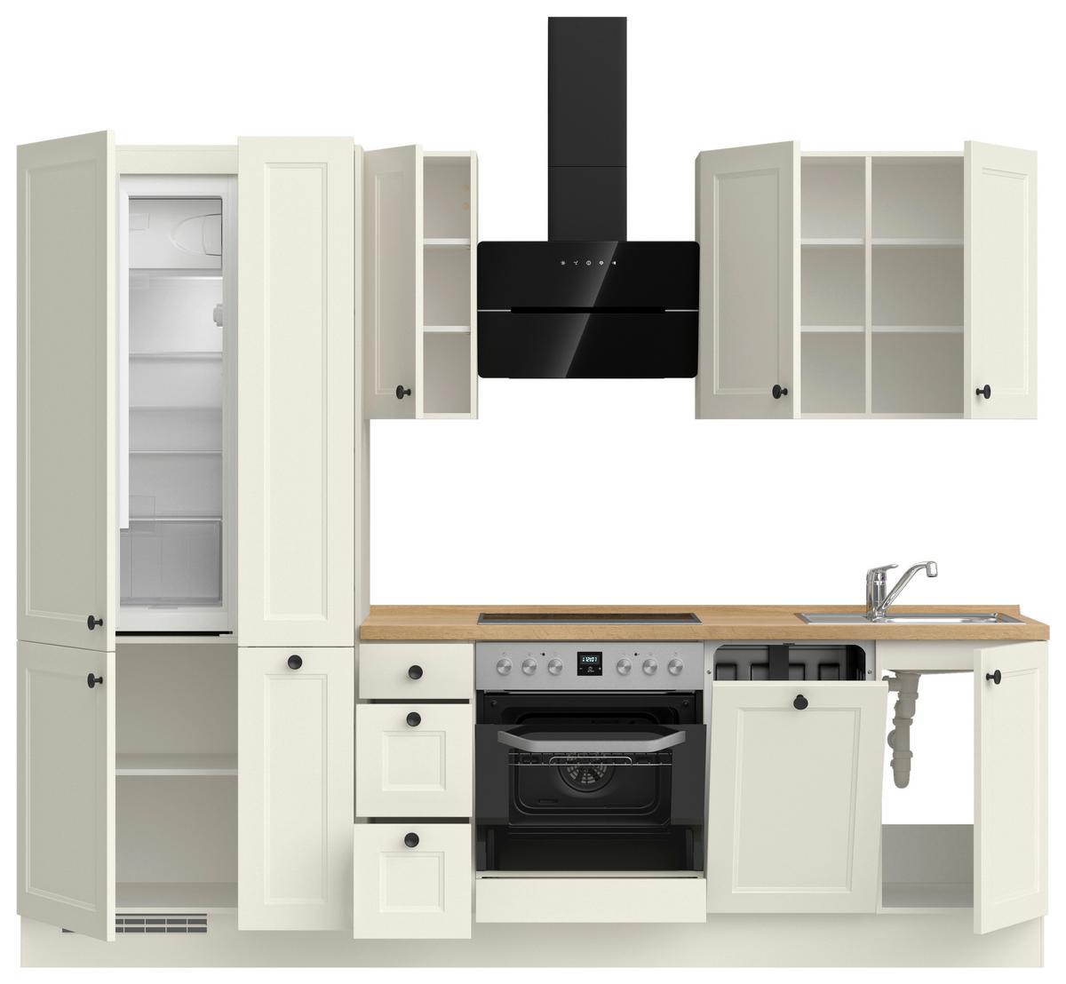 Küchenblock Cascada High m. Geräten Weiß - Eichefarben/Schwarz, MODERN, Holzwerkstoff/Metall (270cm) - Nobilia