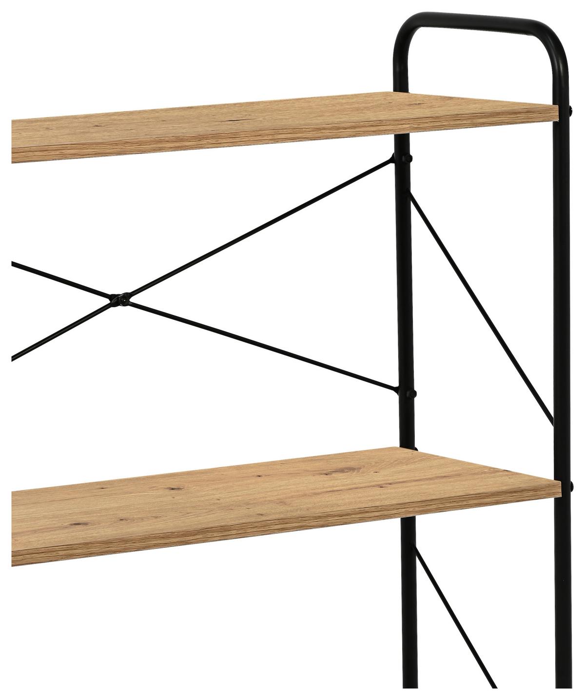 Regal Tim 3, Barva Hrasta, Črna - črna/hrast artisan, Trend, kovina/leseni material (63/89/30cm)