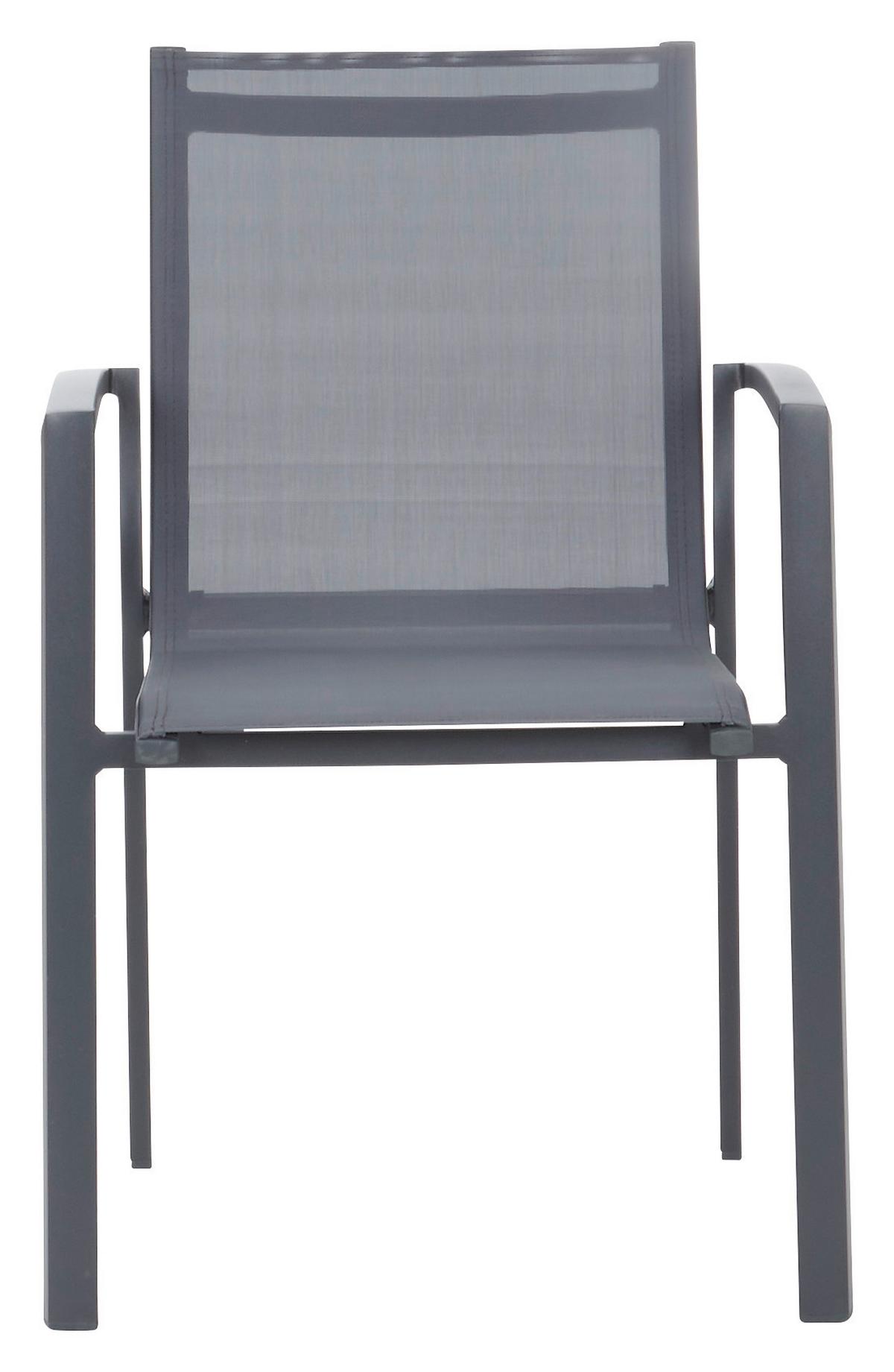 Gartenstuhl Anzio in Schwarz/Dunkelgrau - Dunkelgrau/Schwarz, Modern, Textil/Metall (57/87,5/63,5cm) - Mömax